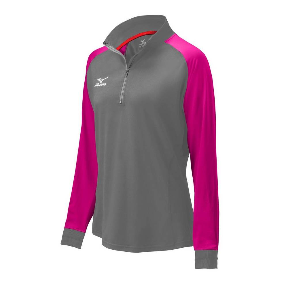 Chaqueta Mizuno Prime 1/2 Zip Mujer Gris/Rosas/Negras Outlet LZCD-18376